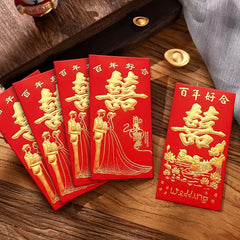 6pcs Hot Stamping Red Envelope Chinese Red Packet Money Bag