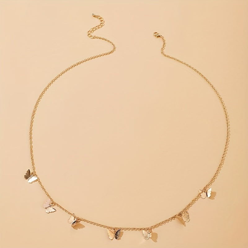 Butterfly Pendant Waist Chain Golden Silvery Metal Belly Chain