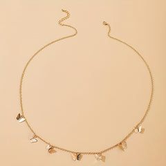 Butterfly Pendant Waist Chain Golden Silvery Metal Belly Chain