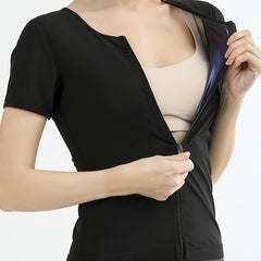 Women's Full Zipper Sports Slimming Shaping Sweat Shirt