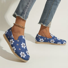 Women's Floral Print Loafers Slip On Canvas Shoes