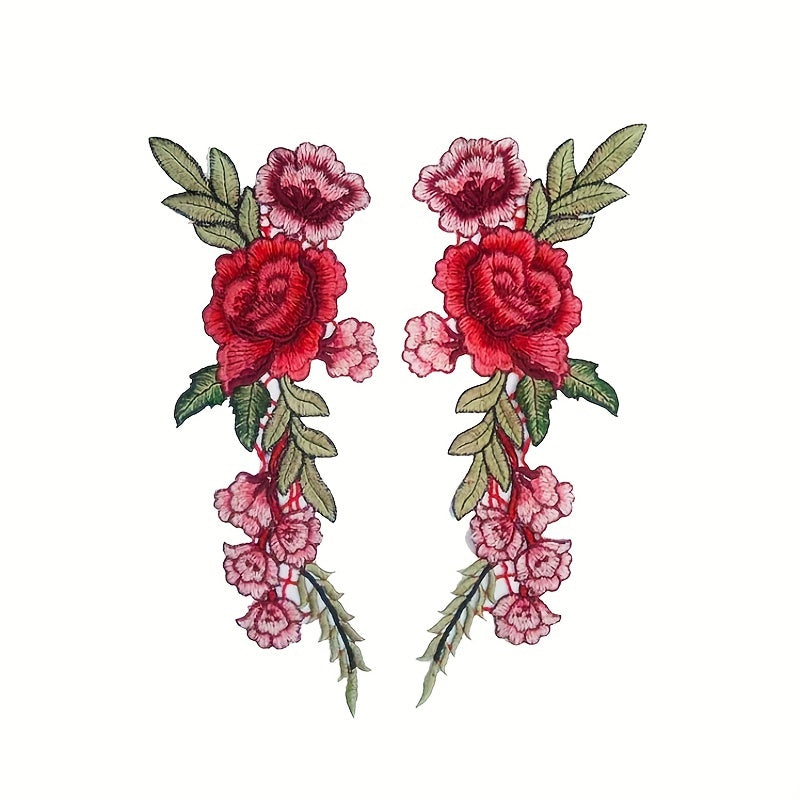 2pc Embroidery Flower Patch Applique DIY Crafts Sticker Sew On Clothes Badges