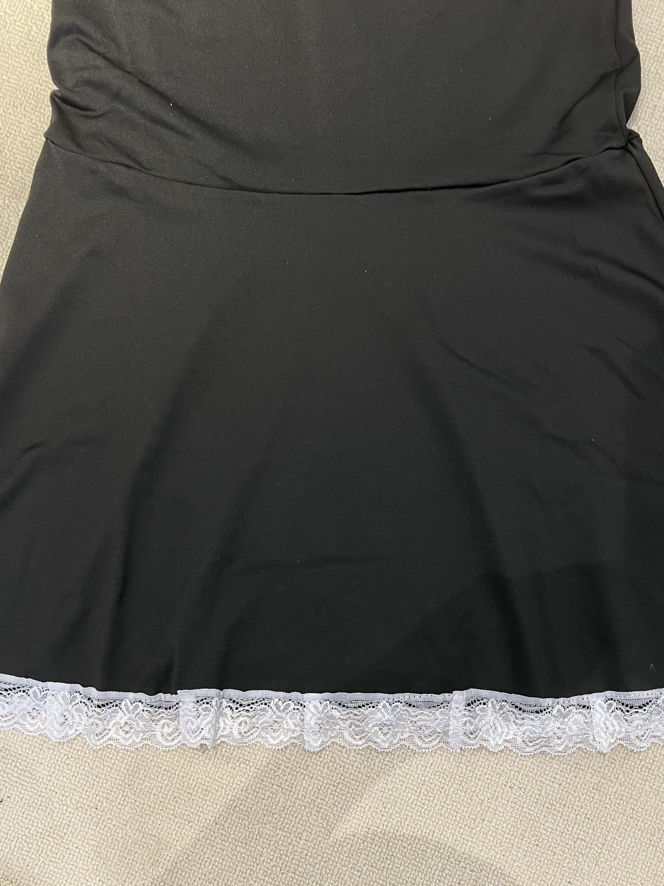 Sexy Naughty Maid Role Play Costume Lace Trim Slip Dress
