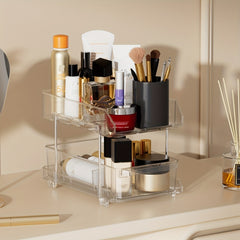 2 Tier Clear Organizer With Dividers Slide Out Storage Container