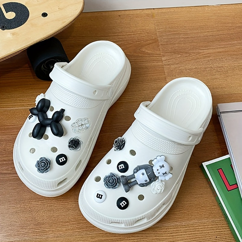 Women's Bear Charms Clogs Closed Toe Non Slip Slide Shoes
