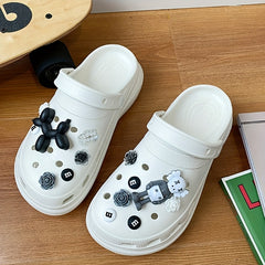 Women's Bear Charms Clogs Closed Toe Non Slip Slide Shoes
