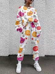 Women's Plus Cat Print Tee & Drawstring Pants Set