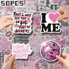 Set of 50 Pink Y2K Girl Themed Stickers - Perfect for Unique Decorations