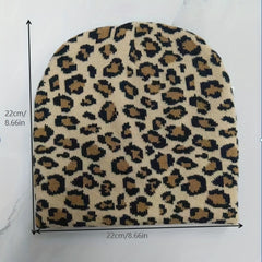 Sport Knit Beanie Hat Leopard Jacquard Autumn Winter Warm Ski Cold Hat