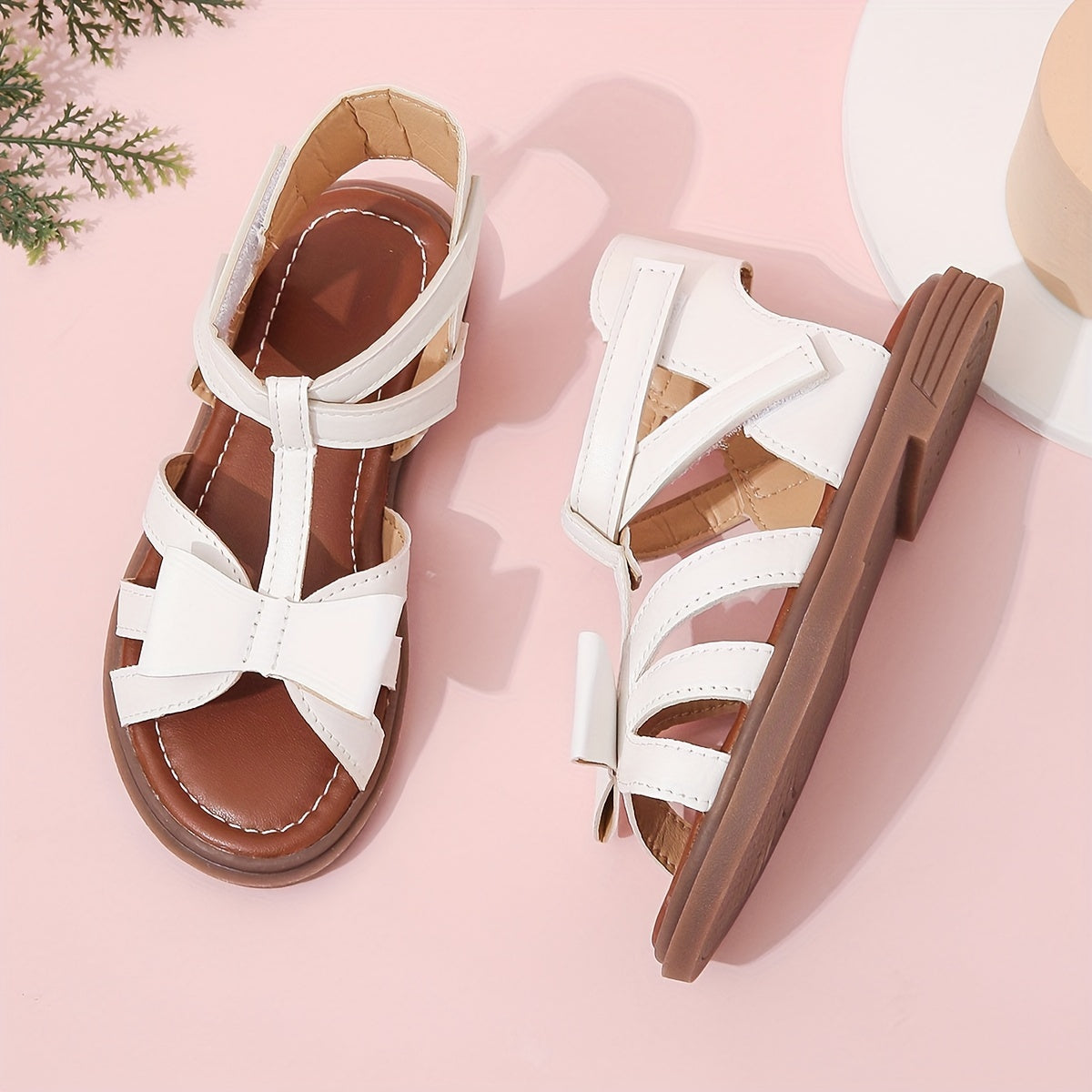 Bowknot Open Toe Sandals for Girls Lightweight Anti Slip Sandals