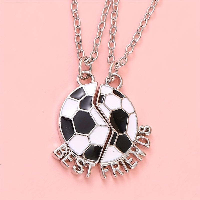 2pcs Cartoon Soccer BFF Pendant Necklace Gift for Girls Friends