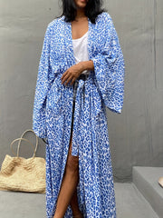 Leopard Print Maxi Cover Up with Belt