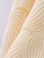 Casual Sweater Women's Solid Pointelle Long Sleeve Pullover Jumper