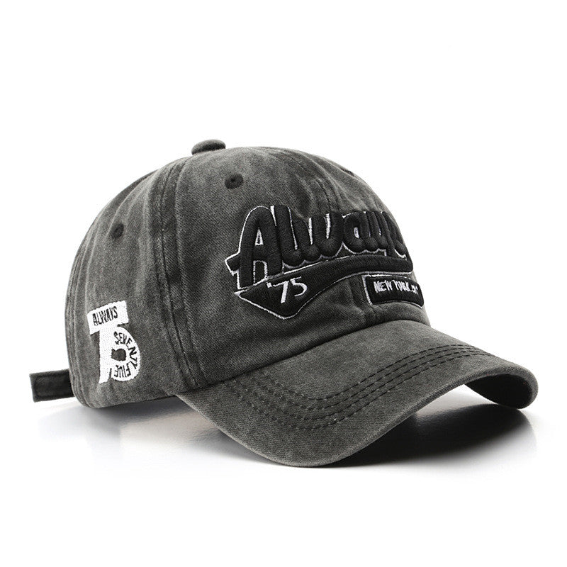 Washed Letter Embroidery Baseball Cap Men's Women's Hip Hop Shade Baseball Cap