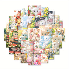 48pcs Cats Pvc Animal Stickers Water Bottle Laptop Phone Bike Car Stationery