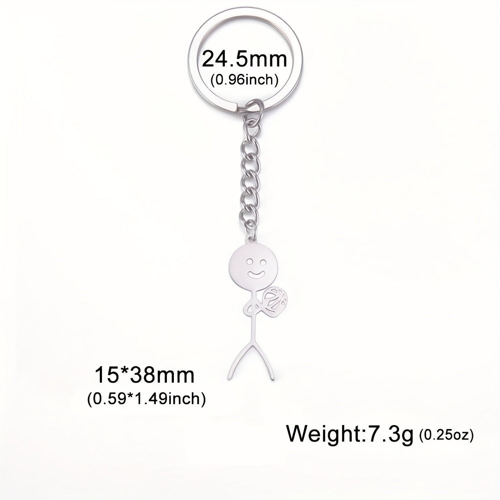 Stickman Keychain Stainless Steel Jewelry Gift