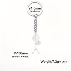 Stickman Keychain Stainless Steel Jewelry Gift