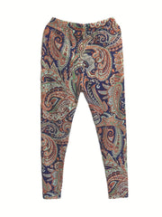 Paisley Print Skinny Leggings High Waist Casual Leggings