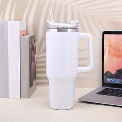 40oz Straw Tumbler With Handle Vacuum Flask Double Wall Stainless Steel Cup