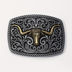 Retro Bull Head Belt Buckle Western Jeans Accessories