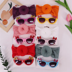 Kids Fashion Hair Accessories Set - Elastic Donut Headband & Glasses