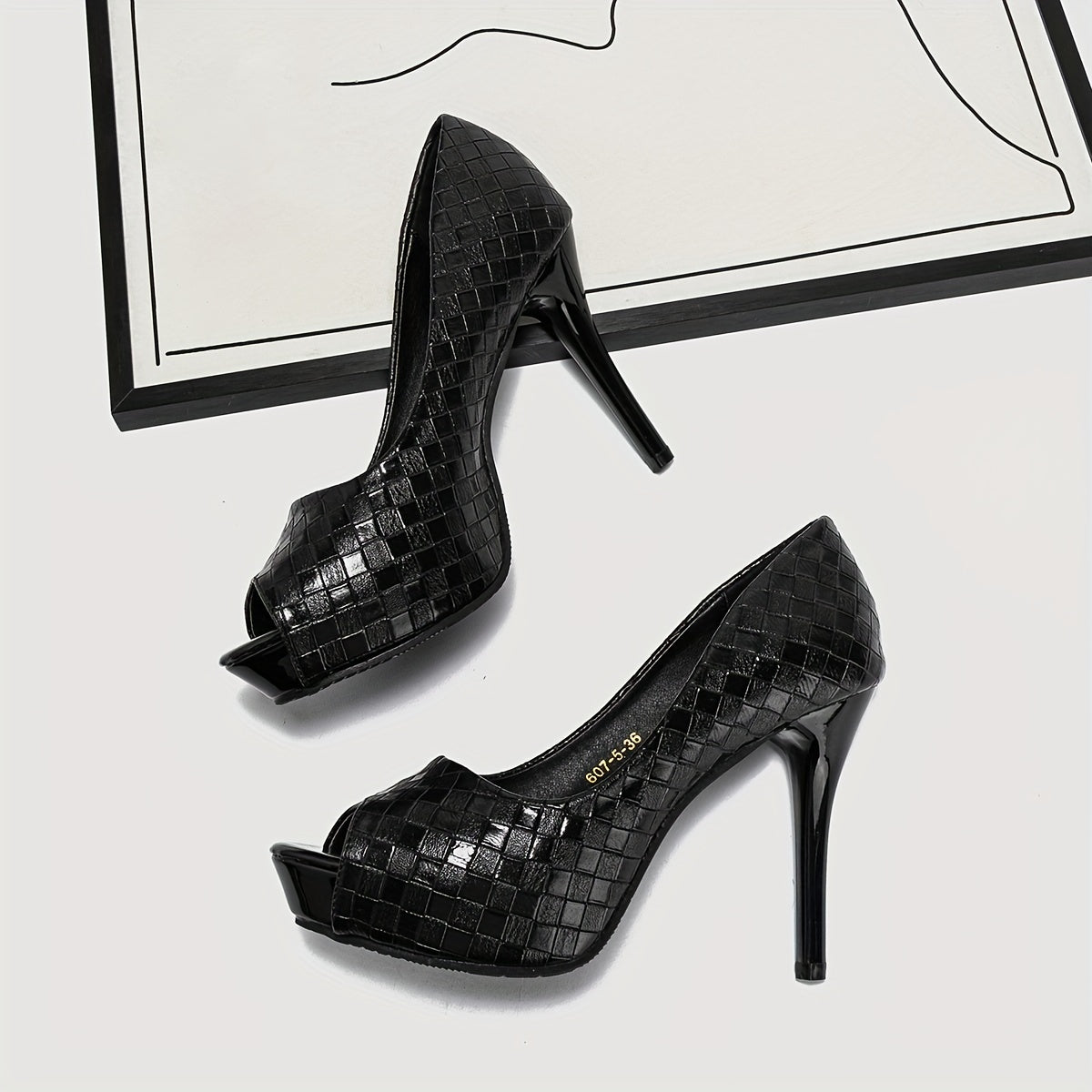 Women's Solid Stiletto Heeled Sandals Peep Toe Dress Pumps