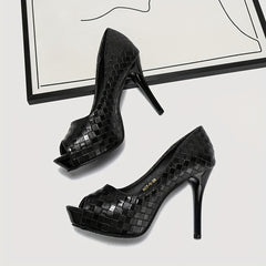 Women's Solid Stiletto Heeled Sandals Peep Toe Dress Pumps