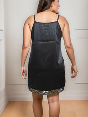Satin Lace Trim V Neck Cami Sleep Dress