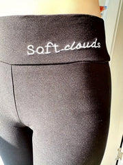 Embroidery Fleece Leggings High Waist Tights Warm Pants