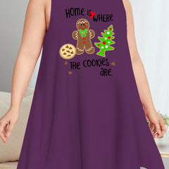 Xmas Nightdress Women's Plus Christmas Tree Cookie Print