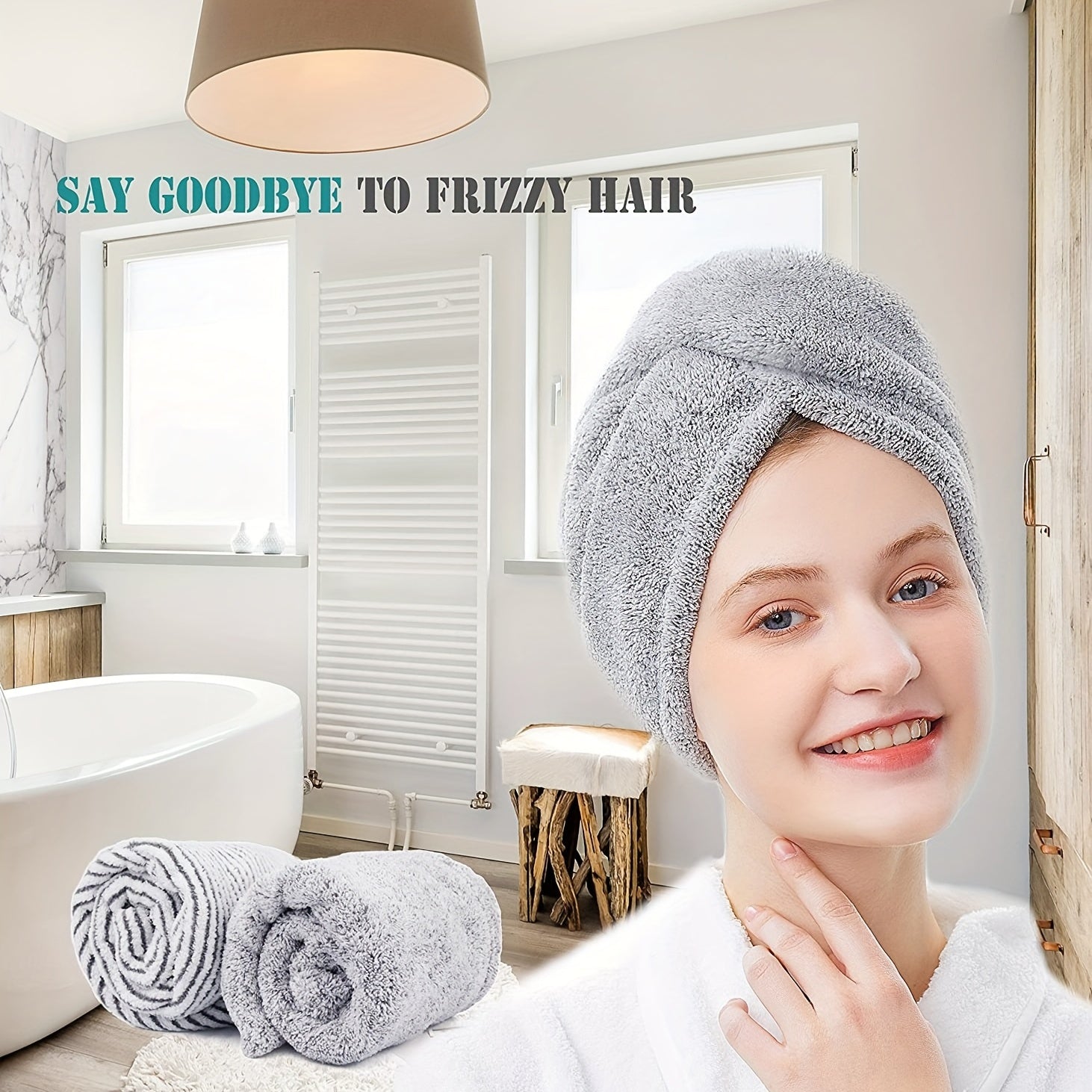 2pcs Microfiber Hair Towel Wrap Quick Dry Hair Towels for Curly Long Thick Hair