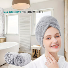2pcs Microfiber Hair Towel Wrap Quick Dry Hair Towels for Curly Long Thick Hair