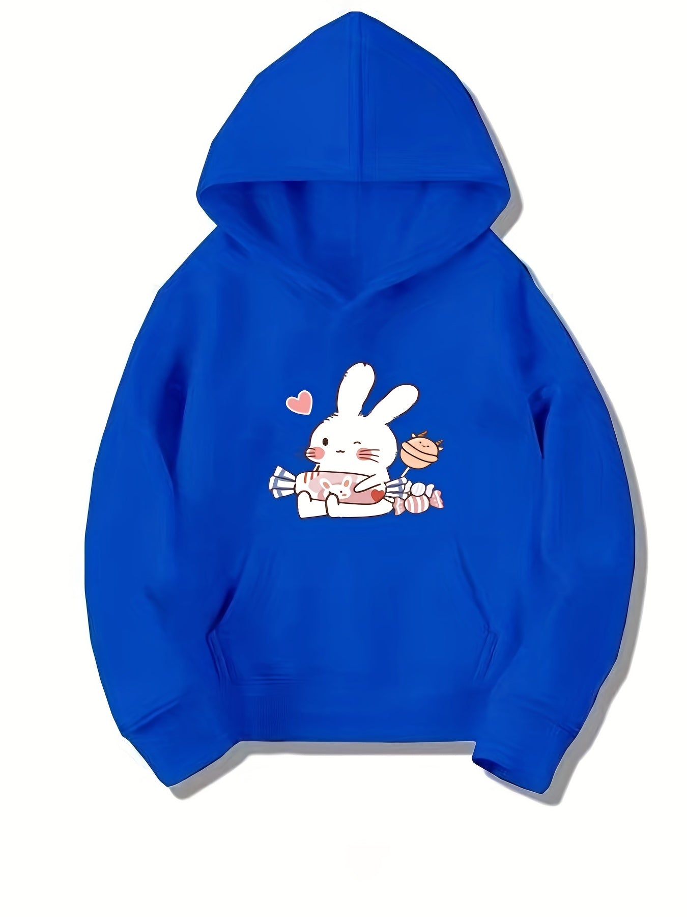 Kid Teen Girls' Bunny And Candy Hooded Sweatshirt Top