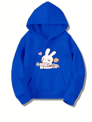 Kid Teen Girls' Bunny And Candy Hooded Sweatshirt Top