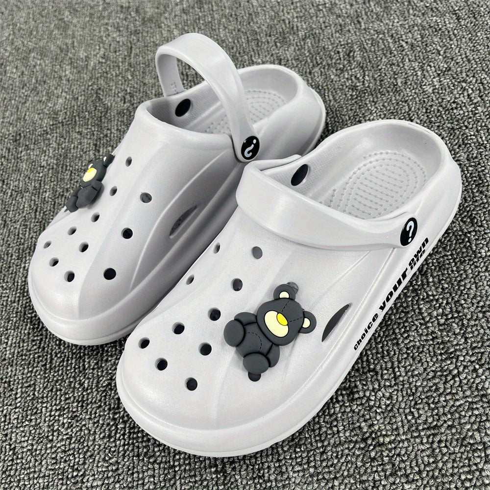 Women's Teddy Bear Platform Clogs Hollow Out Non Slip Slide Shoes