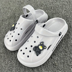 Women's Teddy Bear Platform Clogs Hollow Out Non Slip Slide Shoes