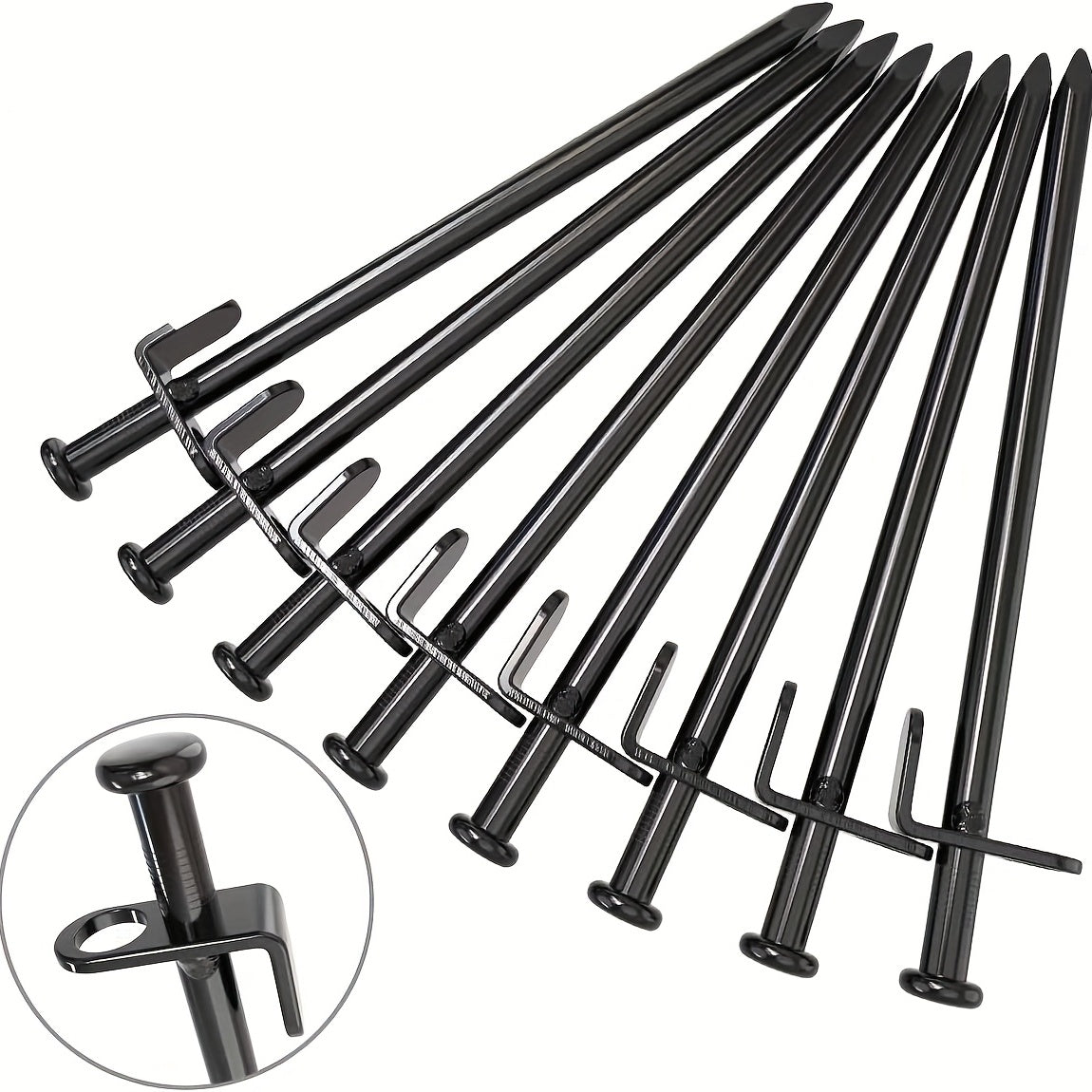 8 Pack Heavy Duty Steel Tent Pegs for Secure Camping in Any Terrain