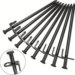 8 Pack Heavy Duty Steel Tent Pegs for Secure Camping in Any Terrain