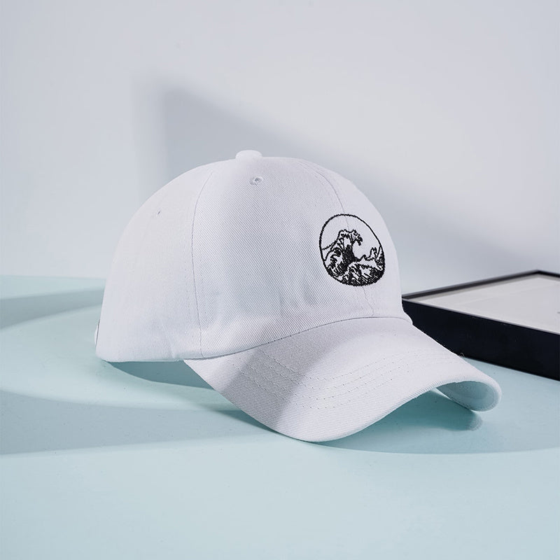 Vintage Ocean Wave Print Embroidered Baseball Cap