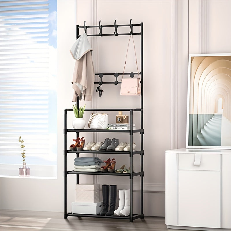 Metal Shoe Rack Coat Rack Entryway Storage Cabinet