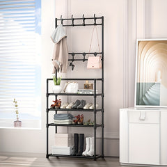 Metal Shoe Rack Coat Rack Entryway Storage Cabinet
