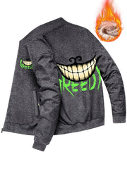 Men's Sherpa Fleece Crazy Smile Face Zip Jacket