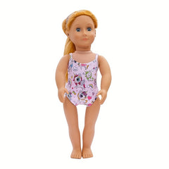 Unicorn Bikini Doll Outfit with Belly Band for 18 Inch Dolls