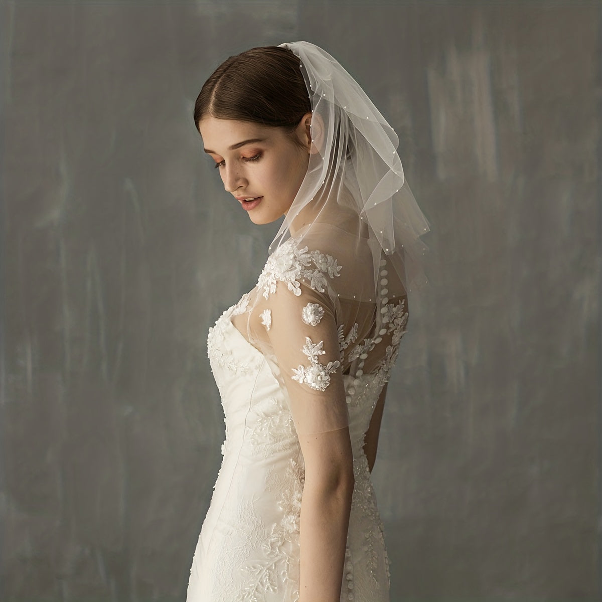 Double Layer Short Head Veil With Comb Mesh Veil Bridal Wedding Hair Accessories