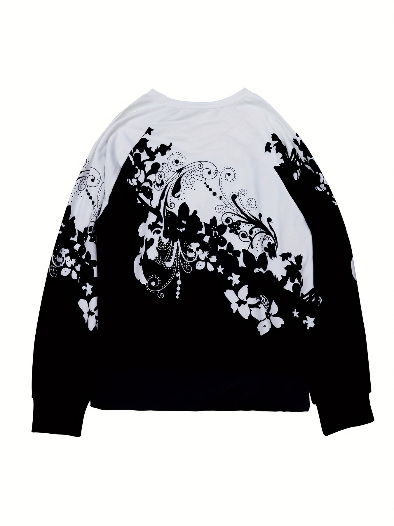Boho Floral Print V Neck Sweatshirt for Women