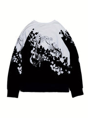 Boho Floral Print V Neck Sweatshirt for Women