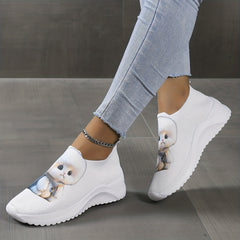 Women's Cartoon Slip On Sock Shoes Lightweight Non slip Outdoor Sporty Shoes