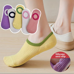 5 Pairs Colorblock Trim Low Cut Ankle Socks Soft & Comfy
