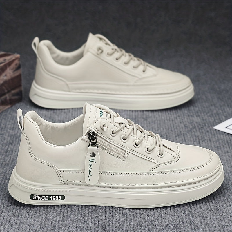 Men's Lace up Sneakers Side Zipper Casual Walking Shoes Breathable Skate Shoes