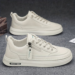 Men's Lace up Sneakers Side Zipper Casual Walking Shoes Breathable Skate Shoes